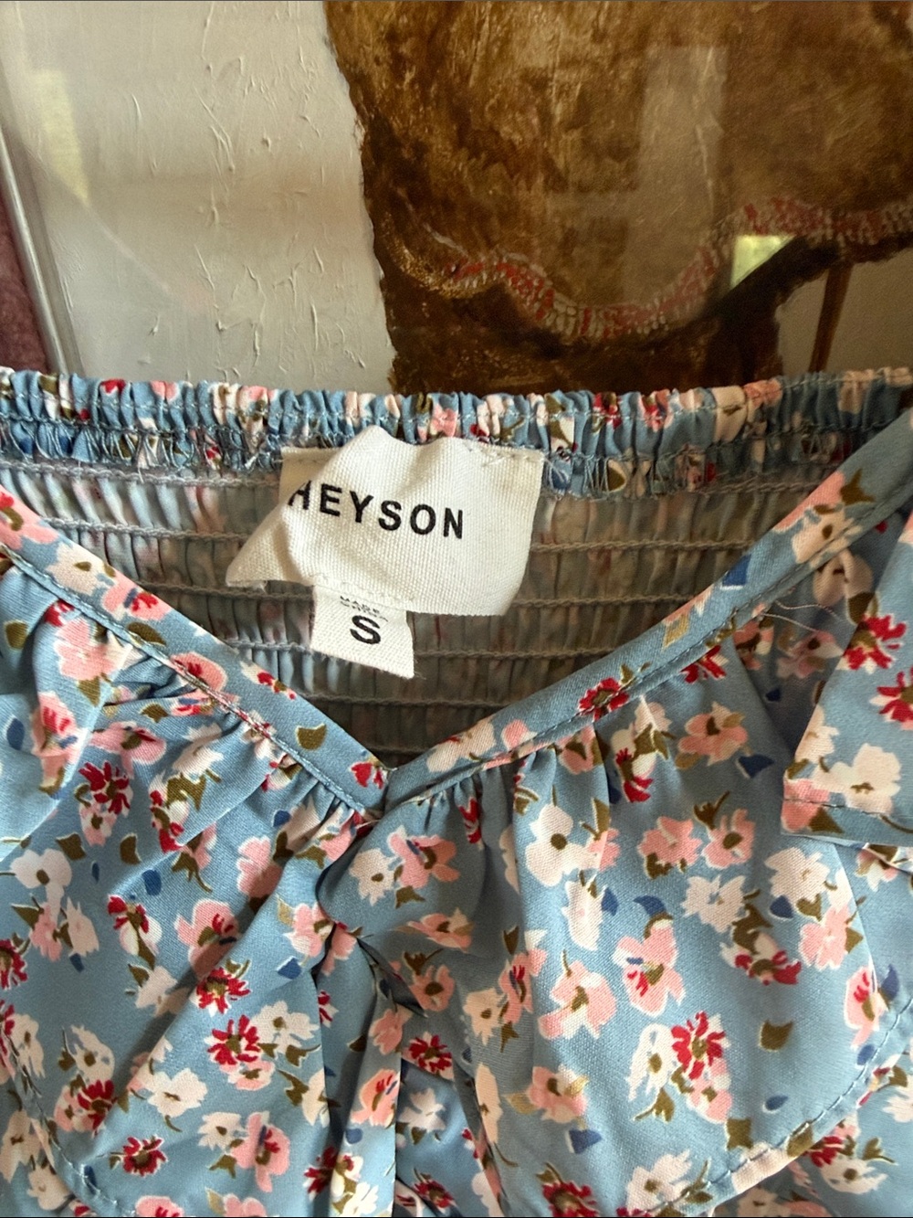 NWOT Heyson Floral Ruffle Ruched Blouse - Picture 2 of 5